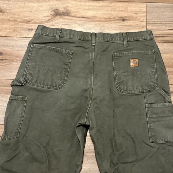 Men's Carhartt Carpenter Duck Canvas Jeans SZ 40x32 Green B11 MOS Dungaree Fit - Picture 8 of 11